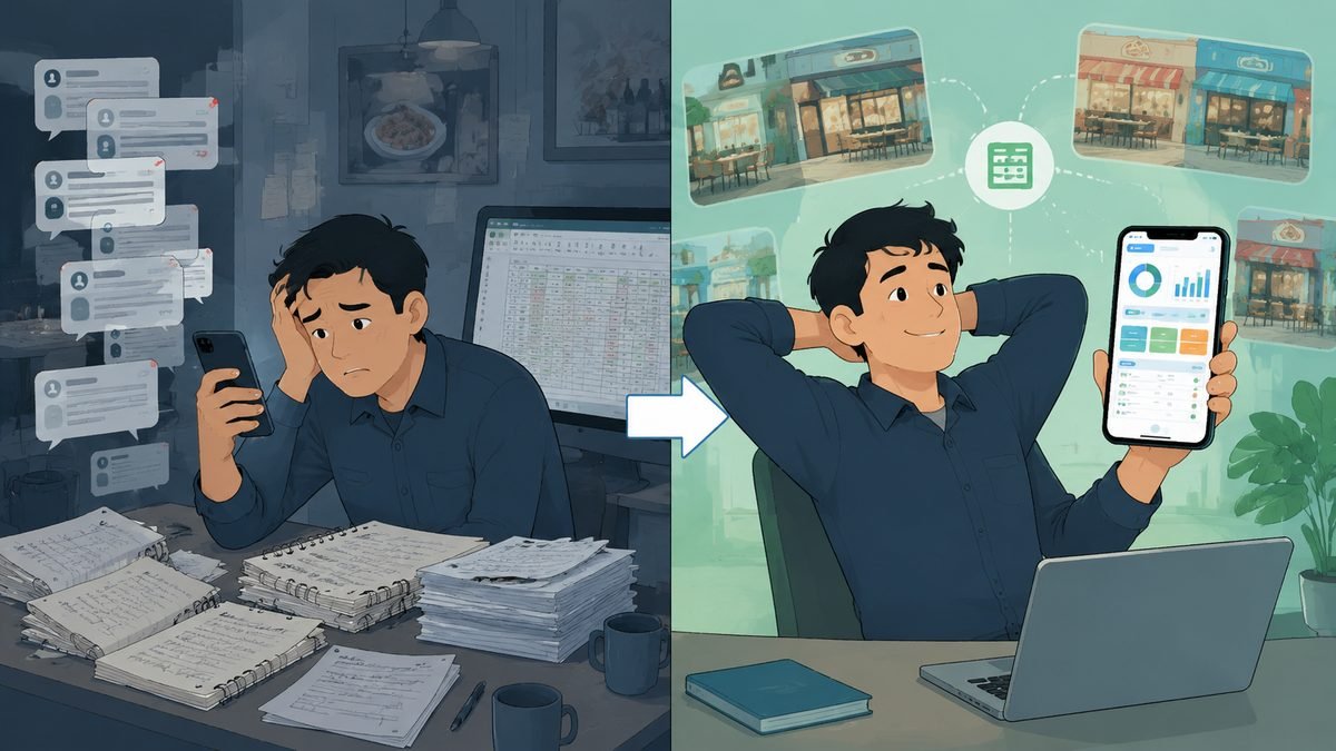 图片展示了门店报 报修工单管理前后的对比